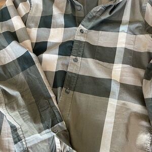 Burberry Green and Beige Plaid Casual Shirt